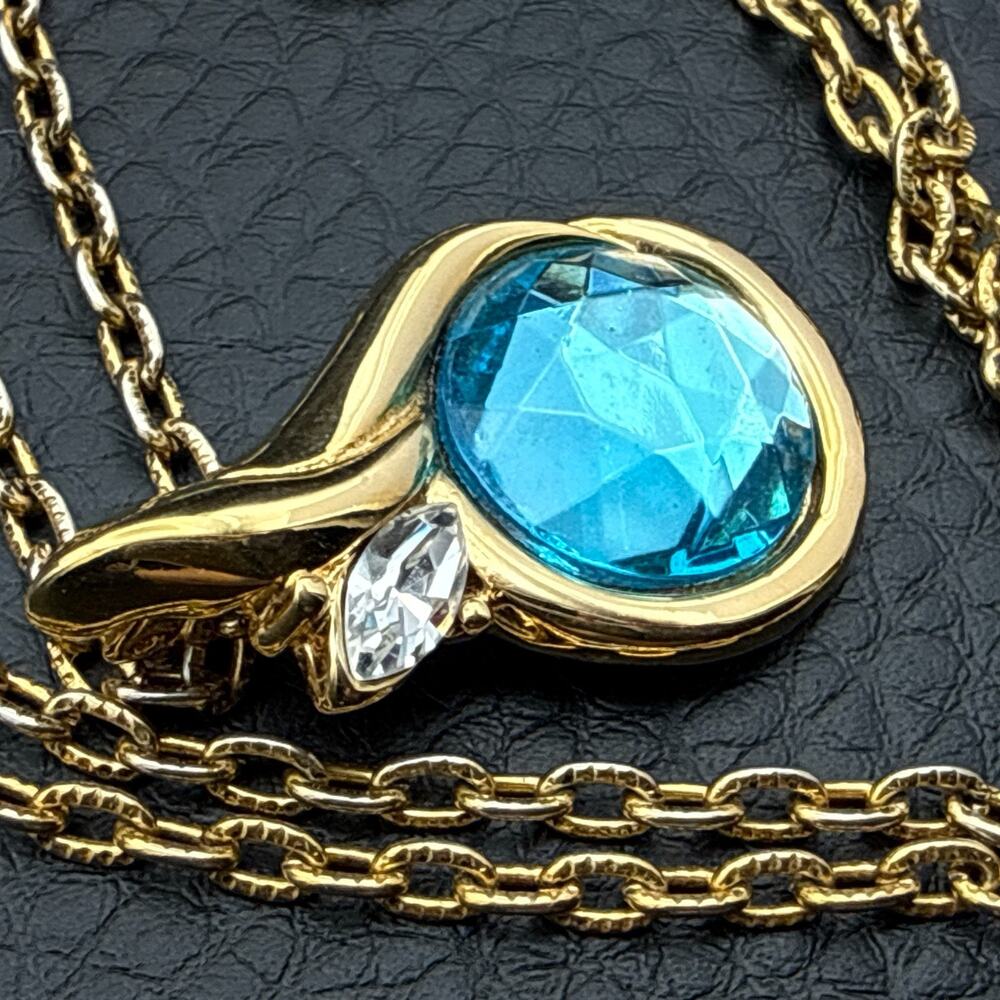Vintage Kenneth Jay Lane Necklace Blue Rhinestone… - image 2